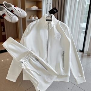 2 in 1 High Quality Casual Breathable Soft Fabric Diamond Tracksuit - White