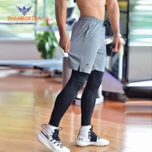 2 in 1 Performance Athletic Breathable Gym Workout Running Shorts - Grey