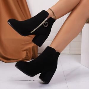 Anti-slip Zipper High Heels Comfortable Designer Ankle Boots