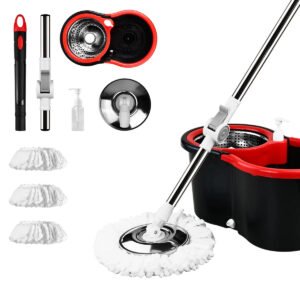 Heavy Duty 360° Spin Mop & Bucket System Wringer Microfiber Mop