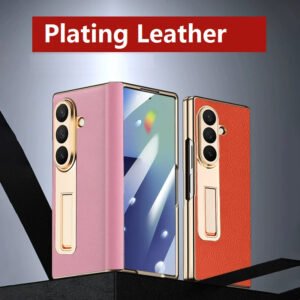 Luxury Premium Electroplated Hinge Nappa Pattern Protective Case Cover For Samsung Z Fold Series