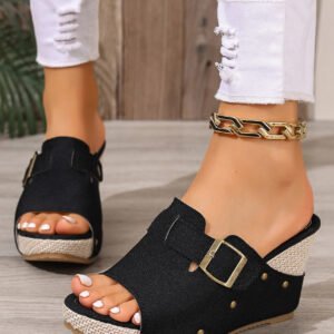 Luxury Casual Designer Retro Peep Toe Wedges Sandals Shoes For Women