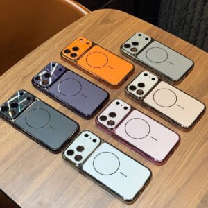 Luxury Premium Eletroplated Magsafe Laser Glass Lens Phone Case Cover for iPhone Series